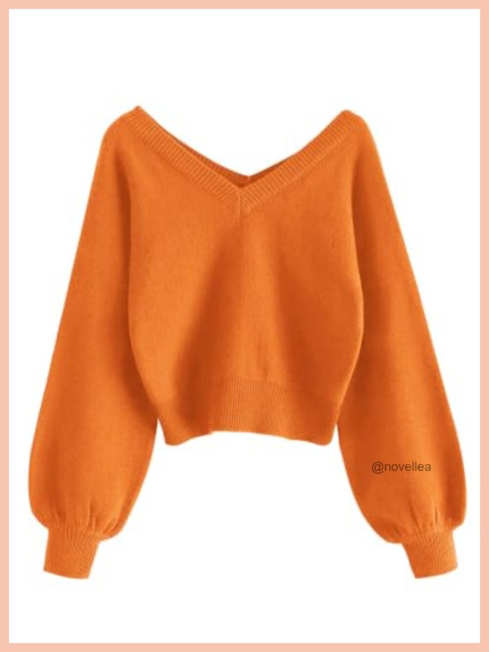 Cropped V-Neck Long Sleeve Pullover Sweater Knit Top